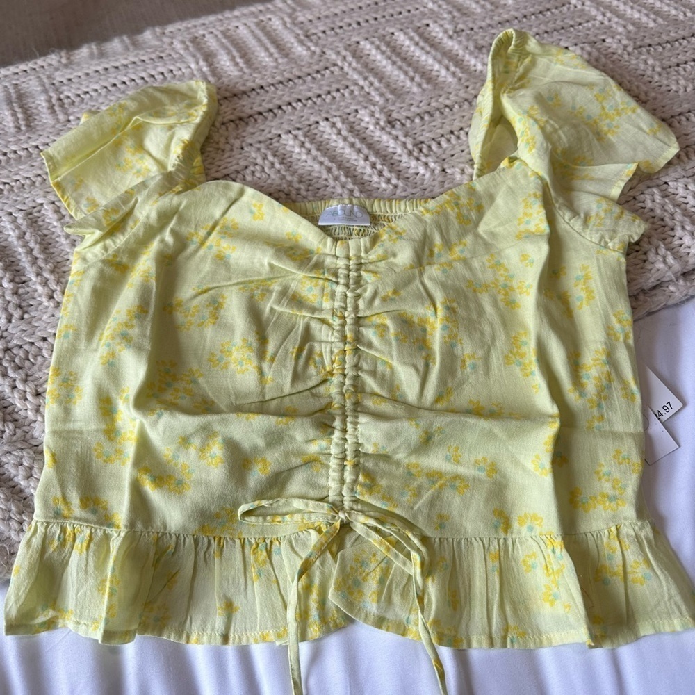 Abound Moxie Green Yellow Floral Top NWT Sz S - Picture 1 of 6